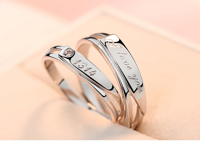 法蔻farcoko轻奢品牌情侣戒指女刻字925银韩版简约对戒男一对银戒子
