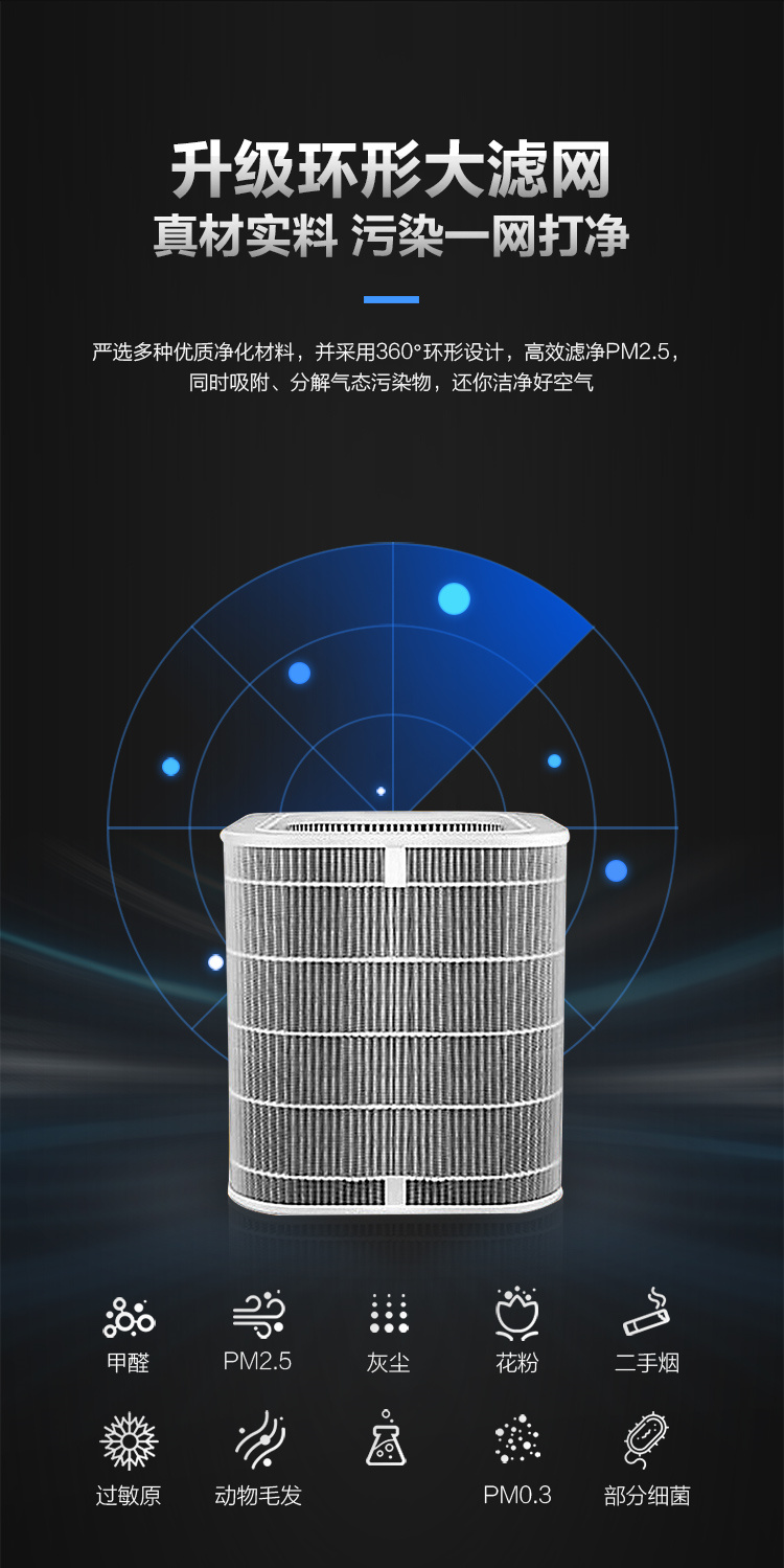 美的空气净化器kj500ge33空净除甲醛雾霾二手烟pm25负离子家用办公室