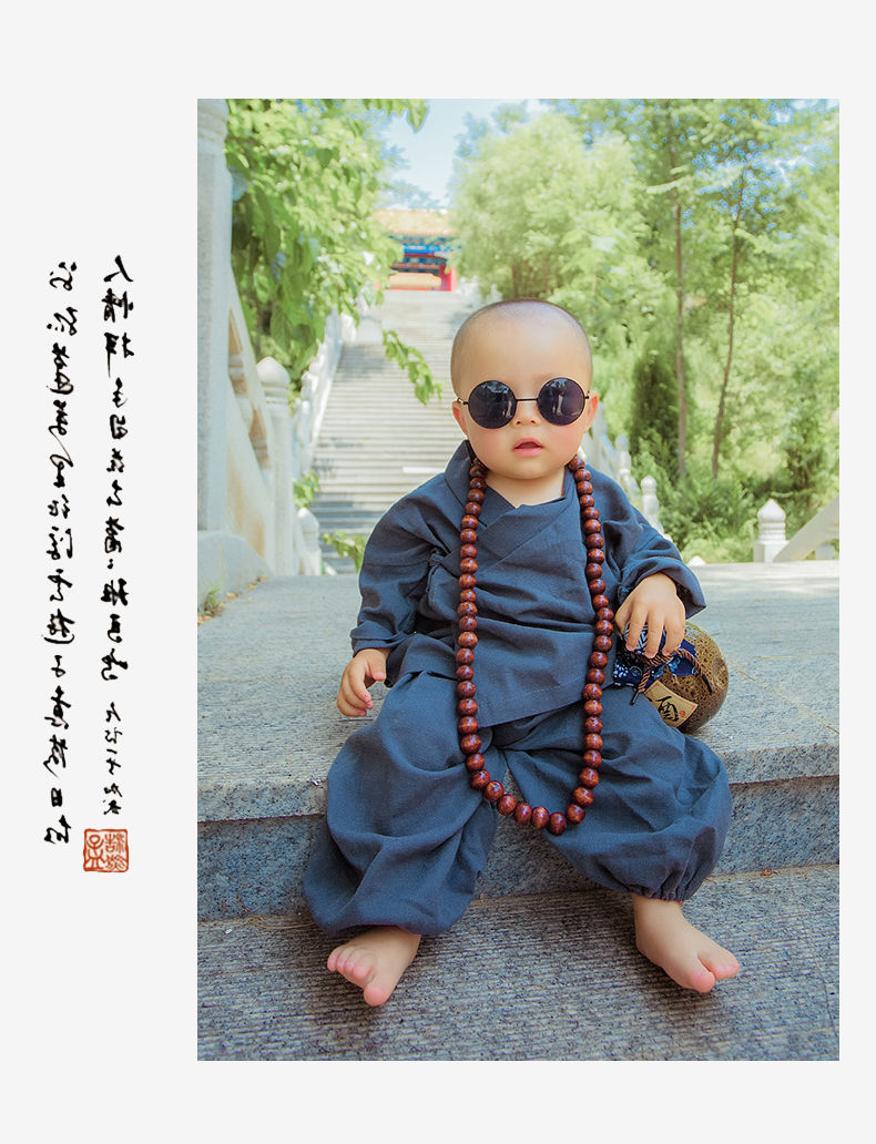 《小和尚衣服儿童和尚服僧袍古装汉服男童夏小孩子衣服演出服童装男