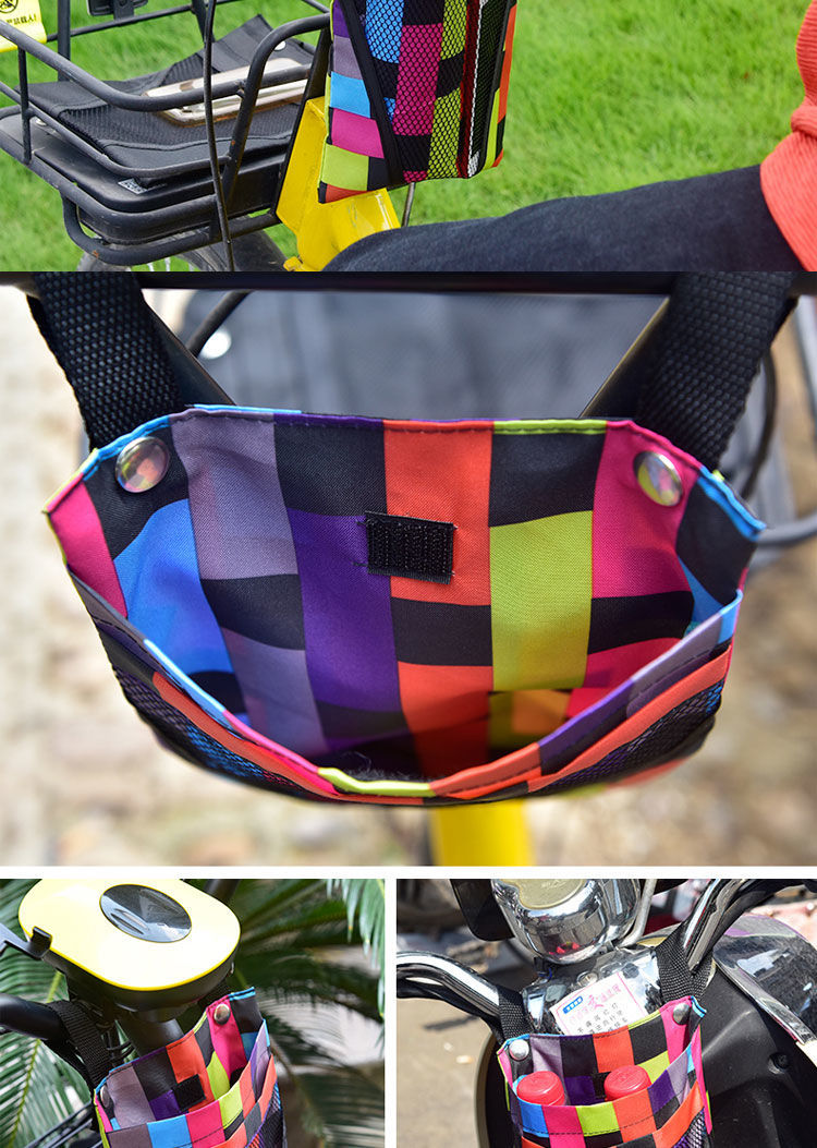 电动摩托车储物收纳袋电瓶车自行车置物小挂包放置兜前置手机袋子彩色