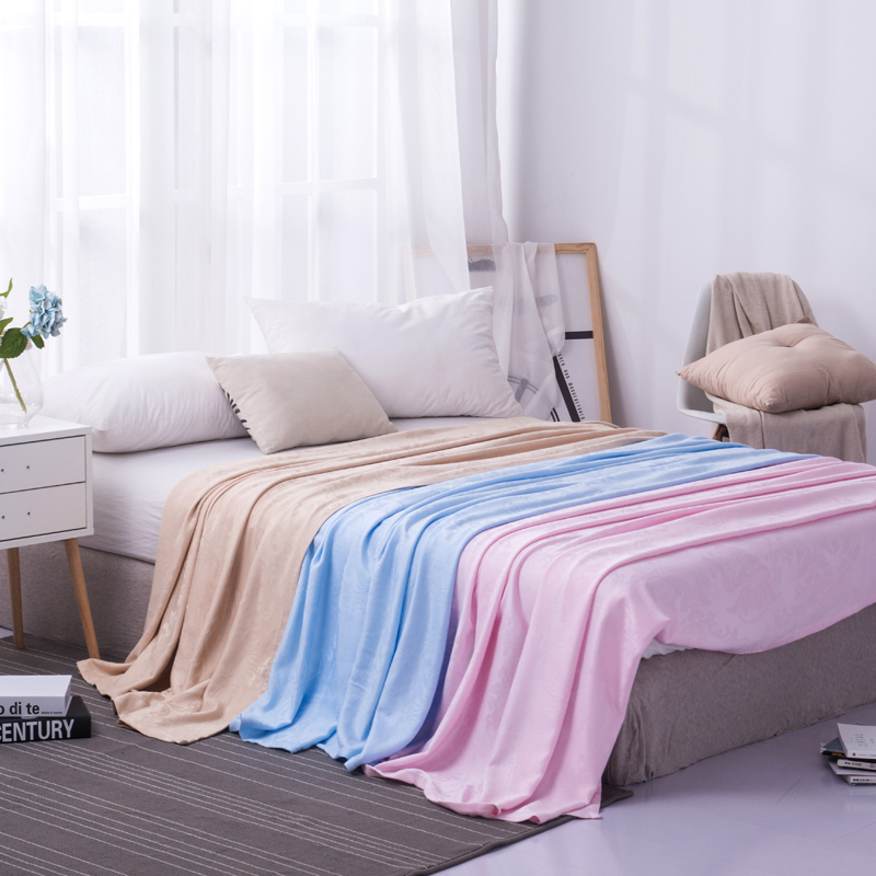 可欣家纺竹纤维雕花抗菌毯产品花色咖蓝粉长宽180200cm150200cm