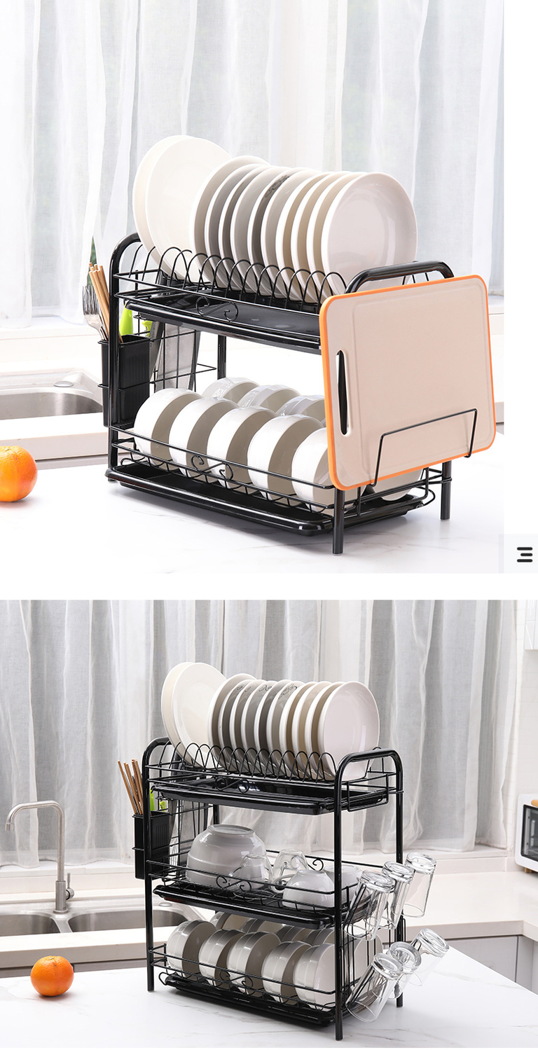 厨房放碗柜架碗碟收纳架橱柜碗架碗筷收纳盒置物架家用碗架沥水架2层
