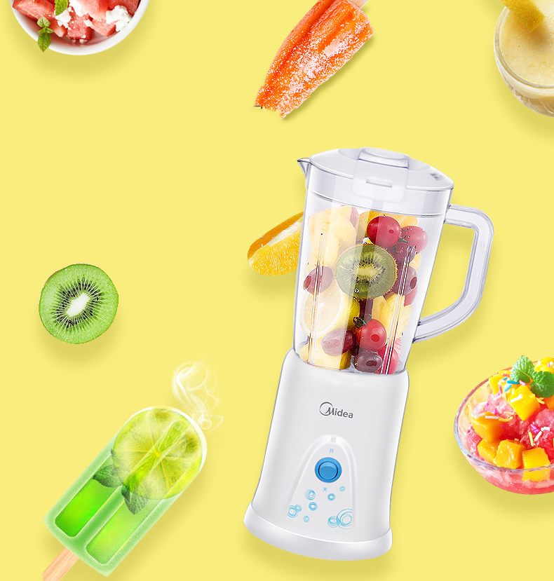 美的midea料理机家用多功能双杯榨汁机可果汁搅拌研磨辅食wbl25b26