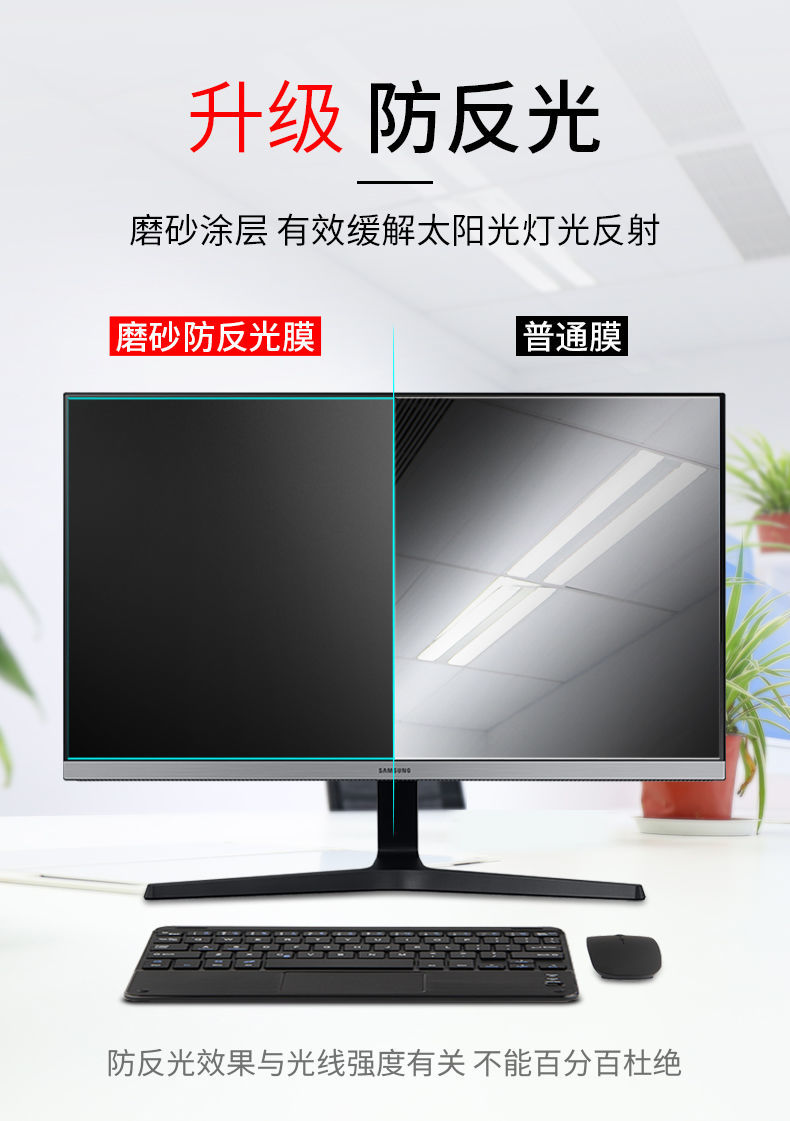 电脑屏幕膜19寸磨砂27显示器贴膜台式21/23/24防反光软膜17高清膜