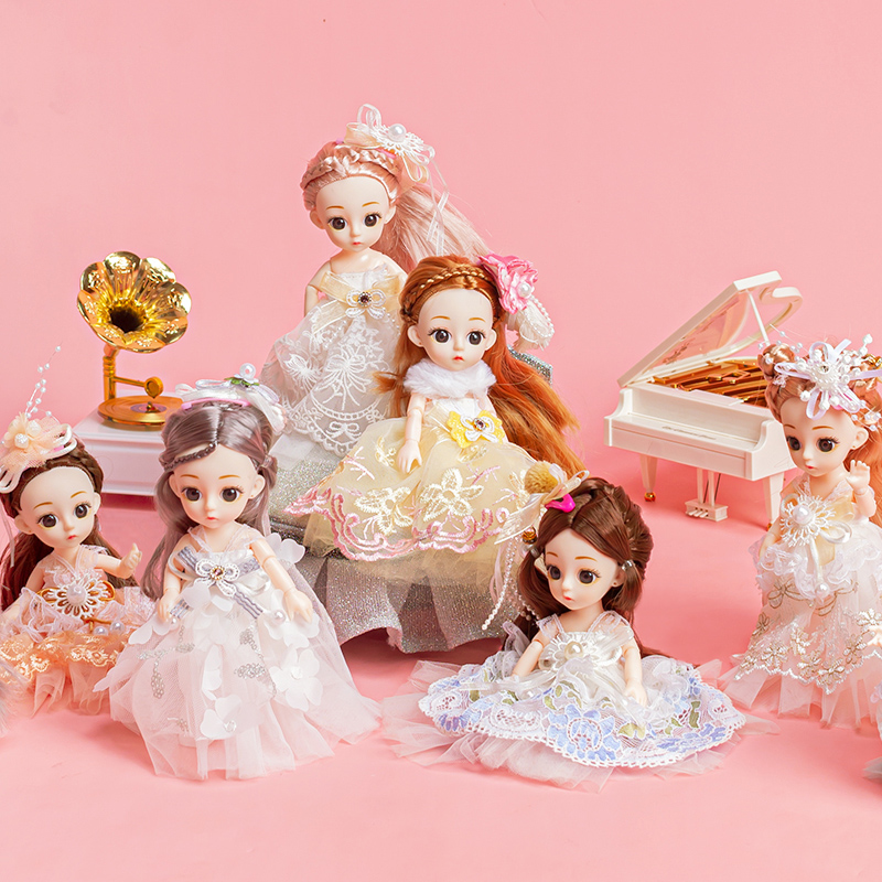 儿童玩具女孩芭比娃娃贝翎洋16厘米套装迷你精致公主仿真可爱大礼盒布