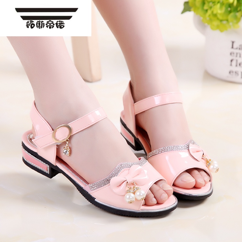 拓斯帝诺儿童凉鞋女童鞋子夏季2019新款韩版水钻公主鞋防滑学生小女孩