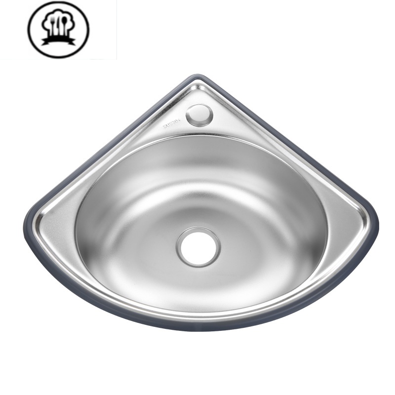 敬平304不锈钢三角洗手盆 挂墙小水槽单槽加厚厨房洗菜盆洗碗池