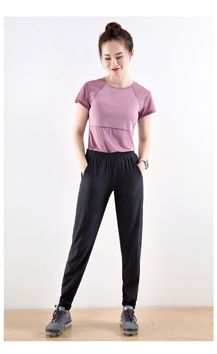 运动t恤速干短袖女身服训练修妈宽松网眼透气跑步t恤瑜伽服上