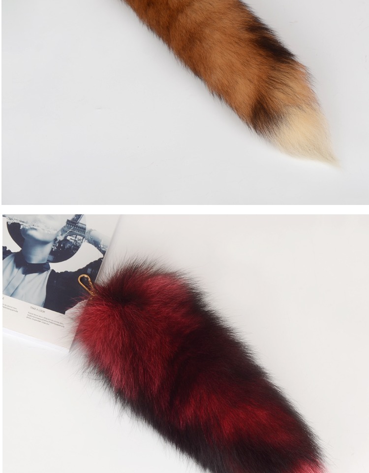 newlake真毛狐狸尾巴挂件钥匙链毛绒汽车钥匙扣cos表演道具皮草饰品