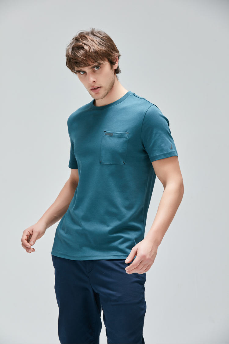 nautica诺帝卡2020春夏新款男士logo印花休闲短袖圆领t恤vc0141