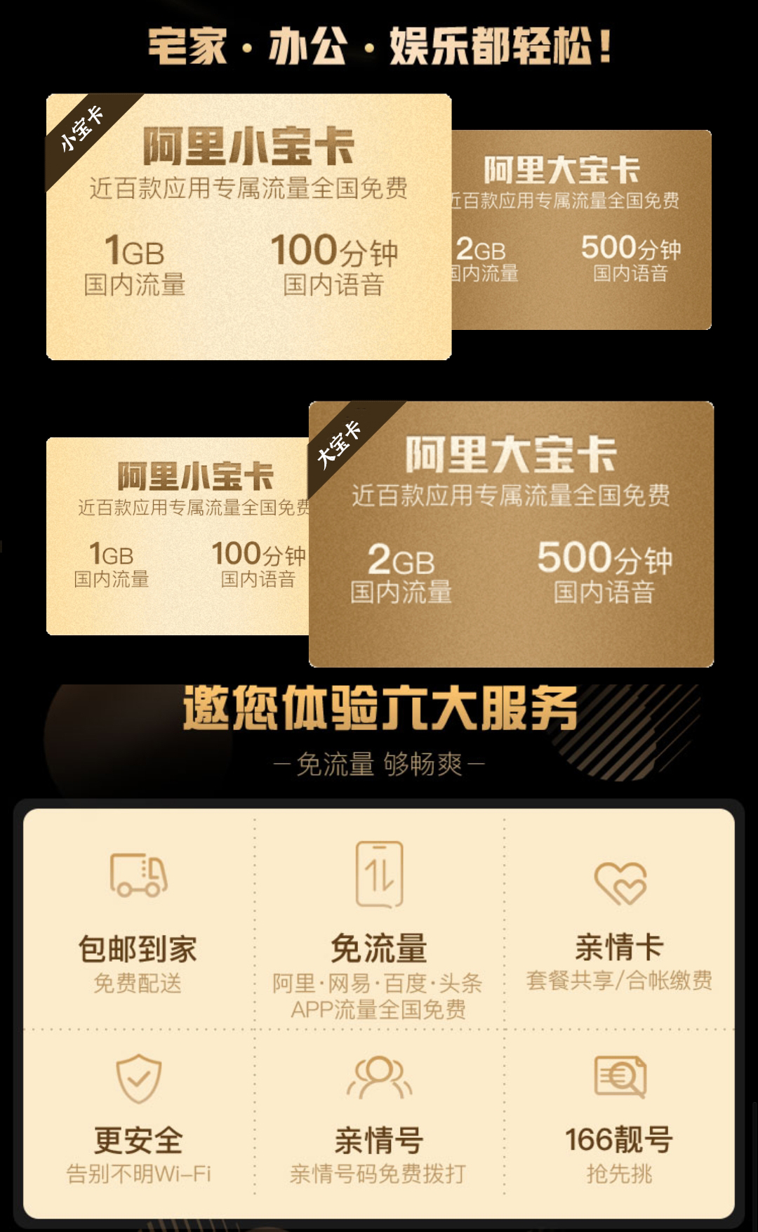 中国联通阿里宝卡手机流量卡电话号码卡低月租卡19元手机电话卡