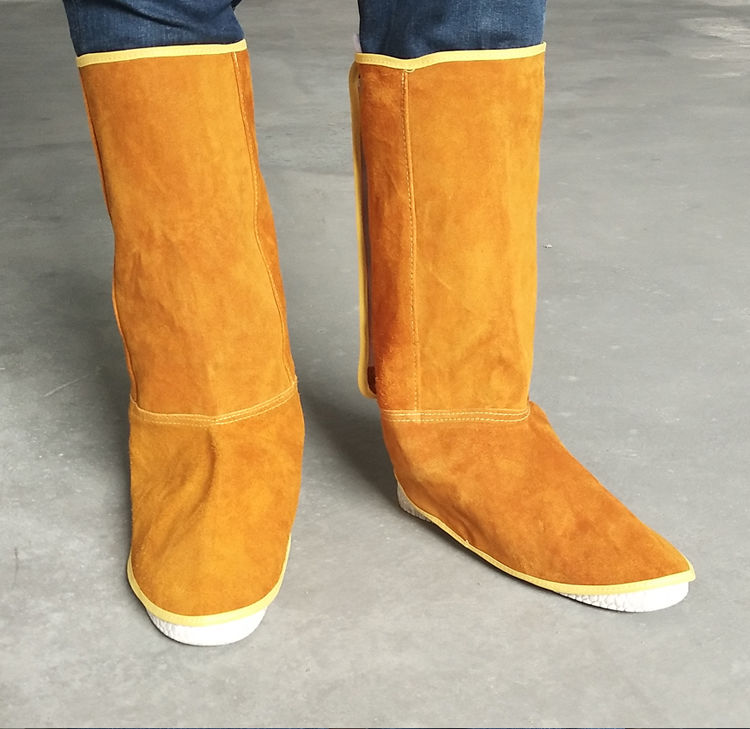 电焊护脚套牛皮护脚盖护腿电焊工专用防烫加厚劳保脚套护脚防护长