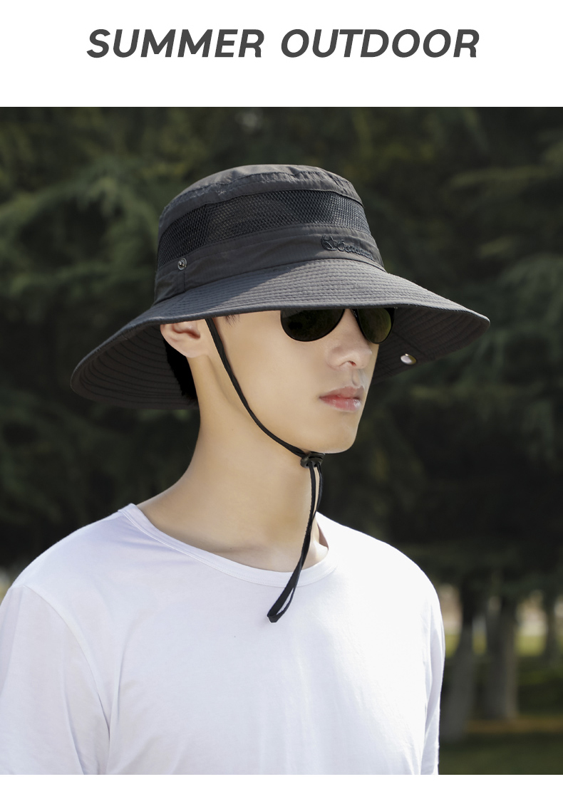 new lake遮阳帽子男夏季防晒男士渔夫帽薄款钓鱼户外透气凉帽大头围