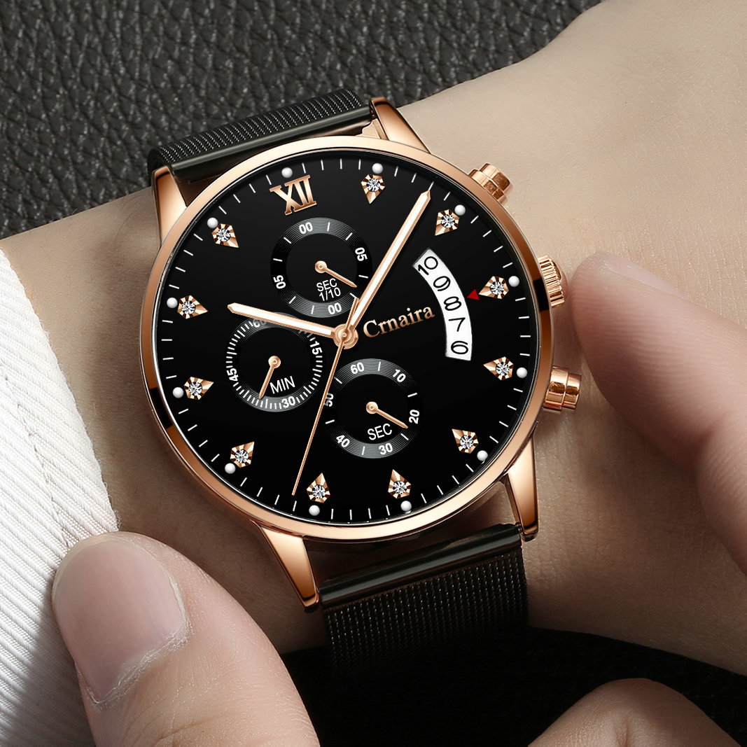 卡奈亚(crnaira)新款跨境石英表表男钻石款石英表男士多功能防水送