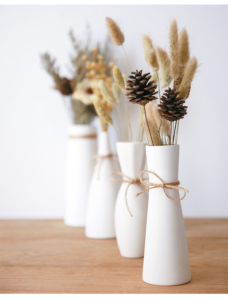 花艺 北欧白色简约陶瓷日式插花小花瓶干花摆件创意客厅装饰现代满天