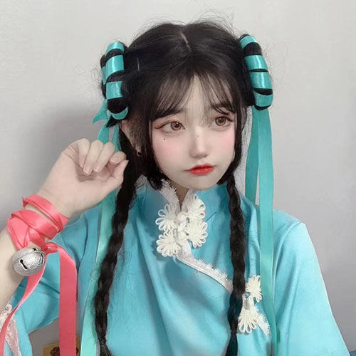 《西施假发女长发诗语江南cos麻花辫全头套游戏二次元游戏王者荣耀