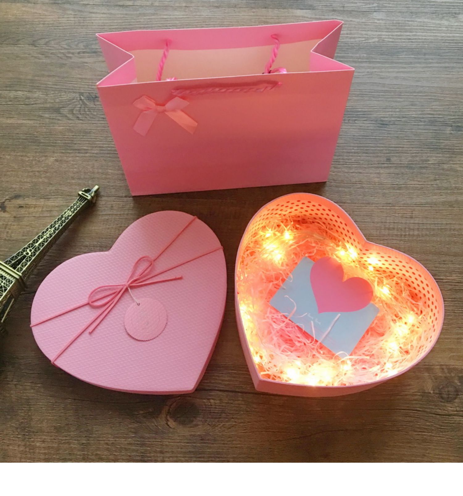 情人节心形礼盒空盒爱心盒子生日礼物包装盒仪式感小号口红礼品盒三维