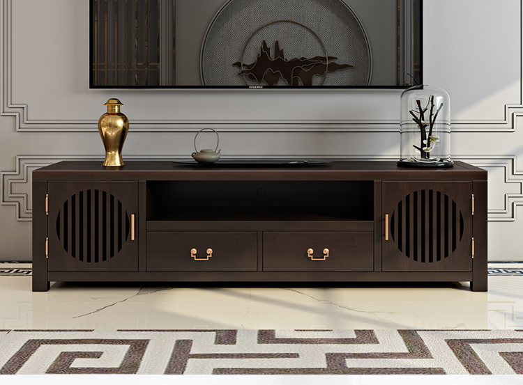 天惠子电视柜木质实木电视柜新中式现代中式伸缩型地柜茶几组合多抽储