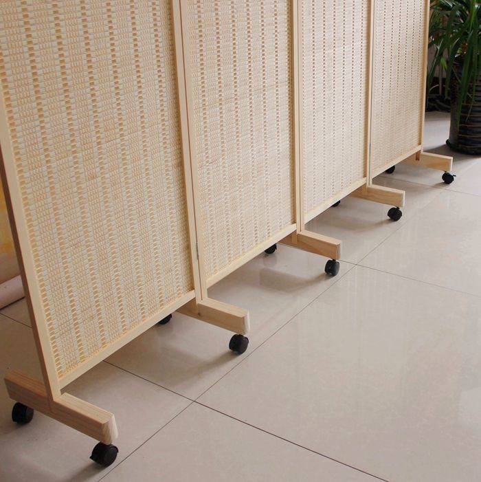 实木屏风底座隔断酒店屏风支架移动滑轮底座折叠屏风固定支架脚