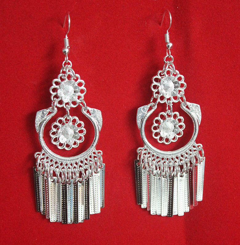 姬咪(jimi)时尚耳饰546280122277 民族风耳环苗族银耳环舞台演出服装