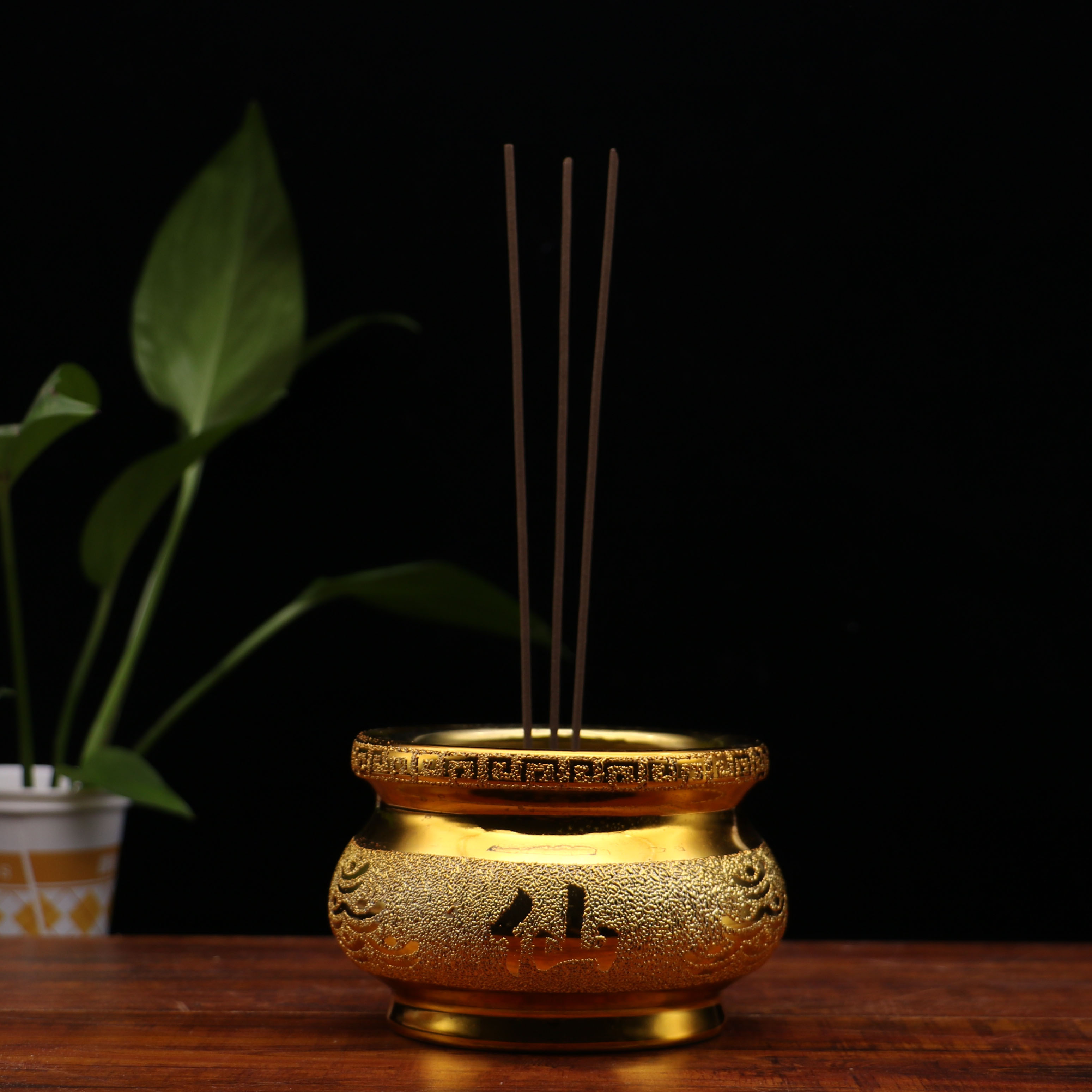 封后仙家供具陶瓷香炉碗沙金仙家香炉供奉神仙香炉保家仙黄色仙家杯