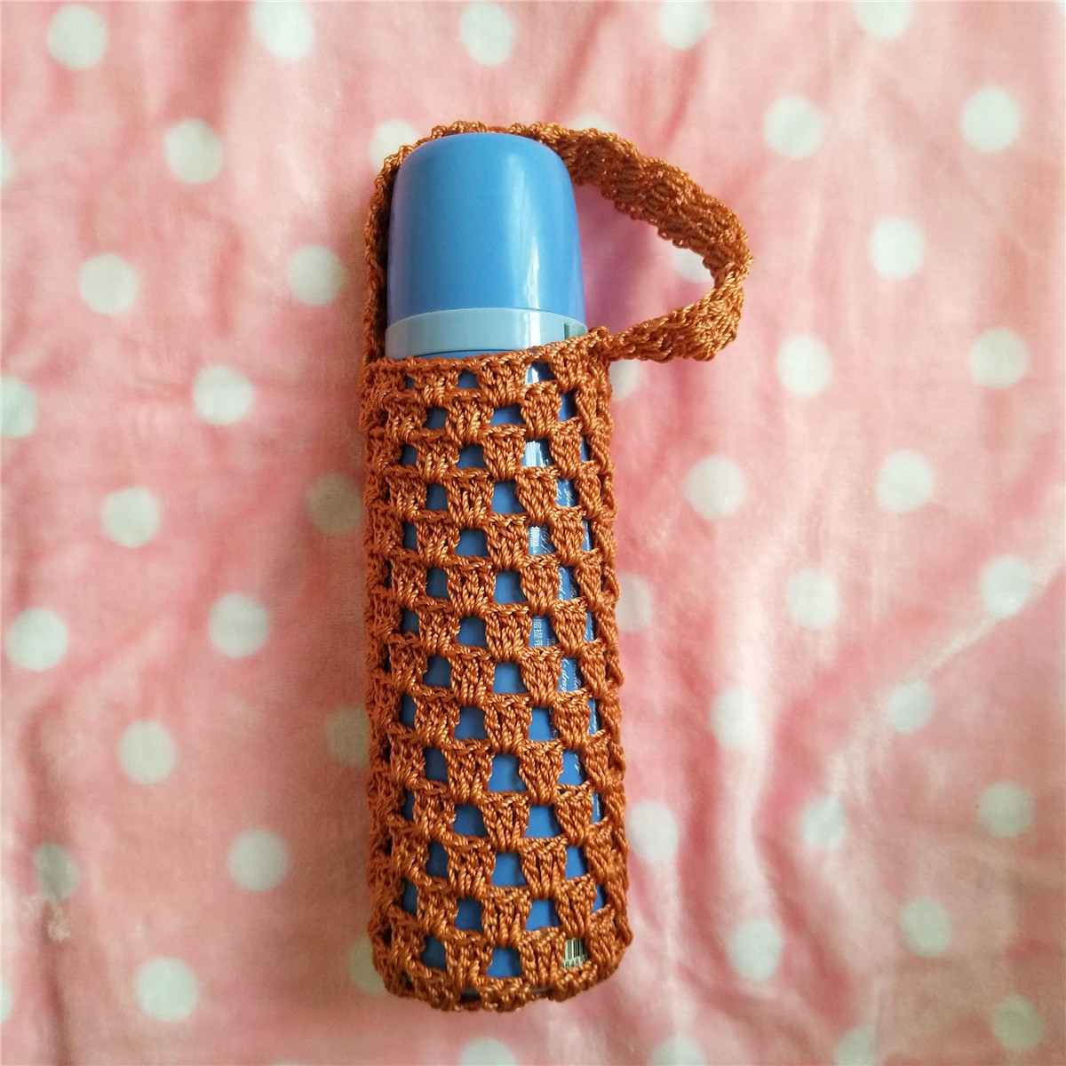 儿童水杯套保手工钩织冰丝线防摔隔热保护成人水杯套350500ml梅花鹿