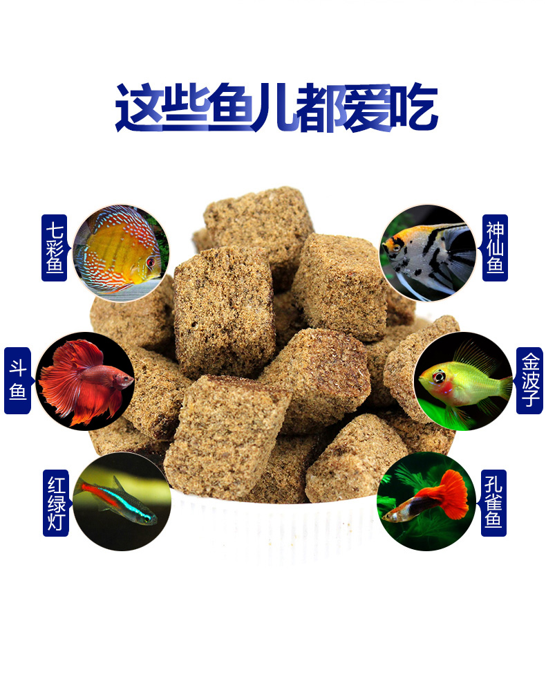 鱼食小型鱼冰冻红虫干丰年虾块观赏鱼饲料七彩神仙罗汉鱼粮斗鱼料250