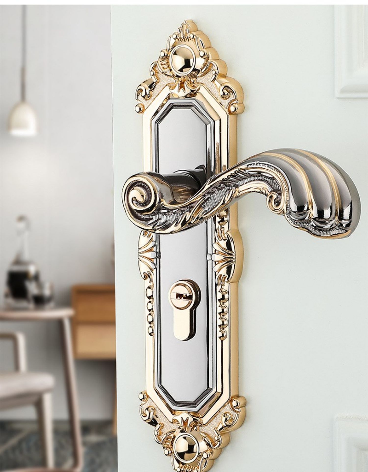 汐岩欧式静音锁室内房锁家用卧室实木锁磁吸通用型双舌房间锁