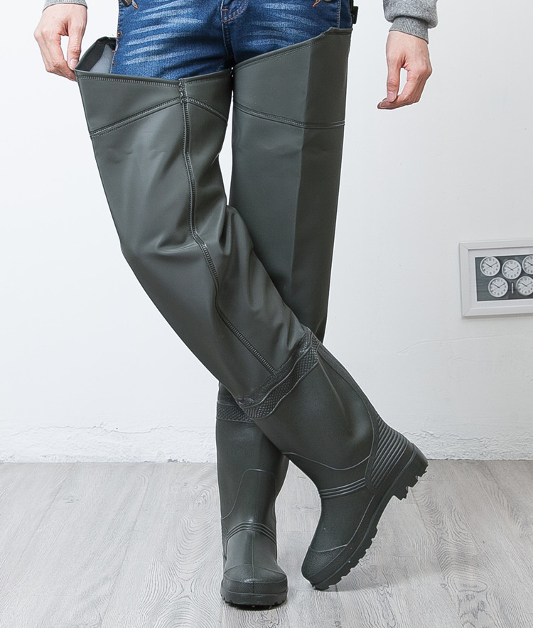 飞鹭插秧靴男高筒过膝农田雨鞋雨靴裤腿平底防虫挖藕捕鱼水鞋267闪潮