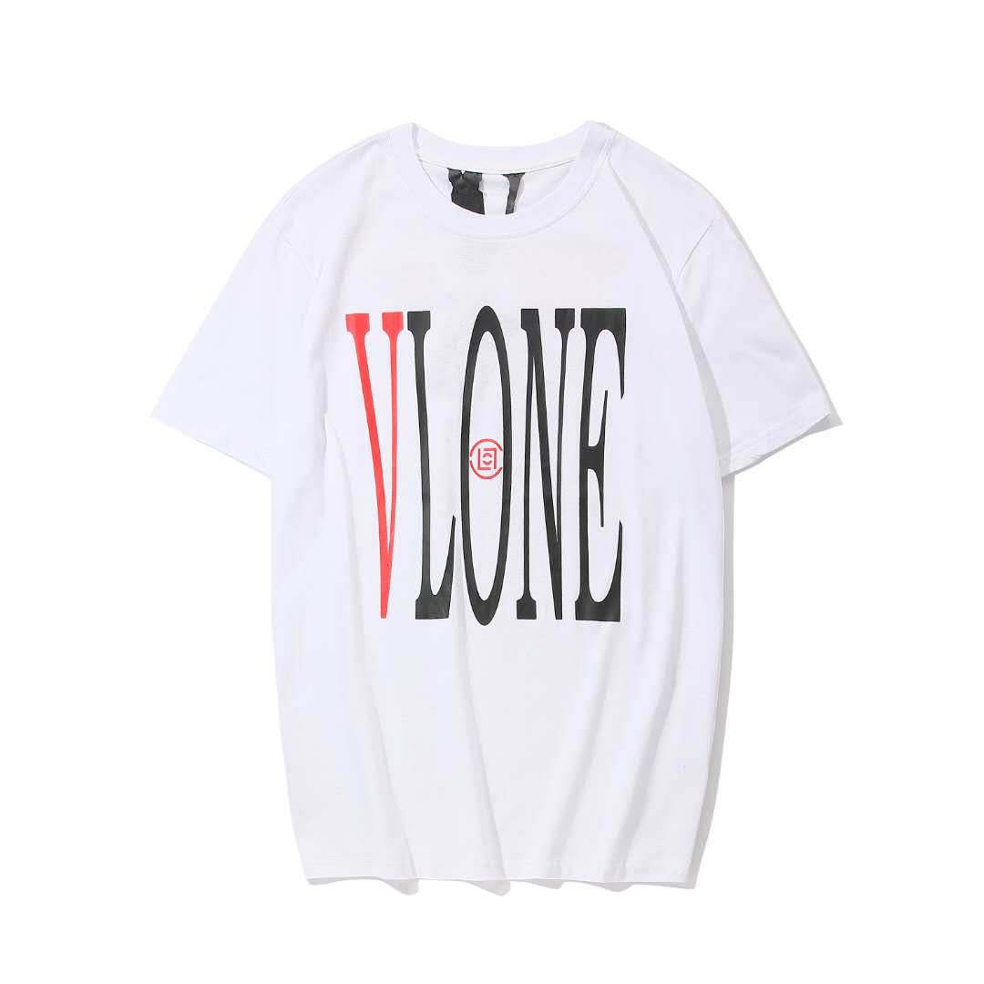 vlone短袖后背大v经典联名friends王一博同款oversize美潮男女短t白色
