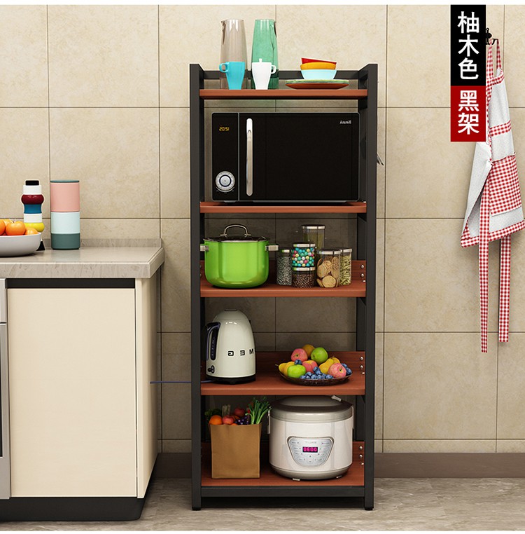 厨房微波炉置物架铁艺落地多层收纳杂物架锅碗调味料架储物烤箱架收纳