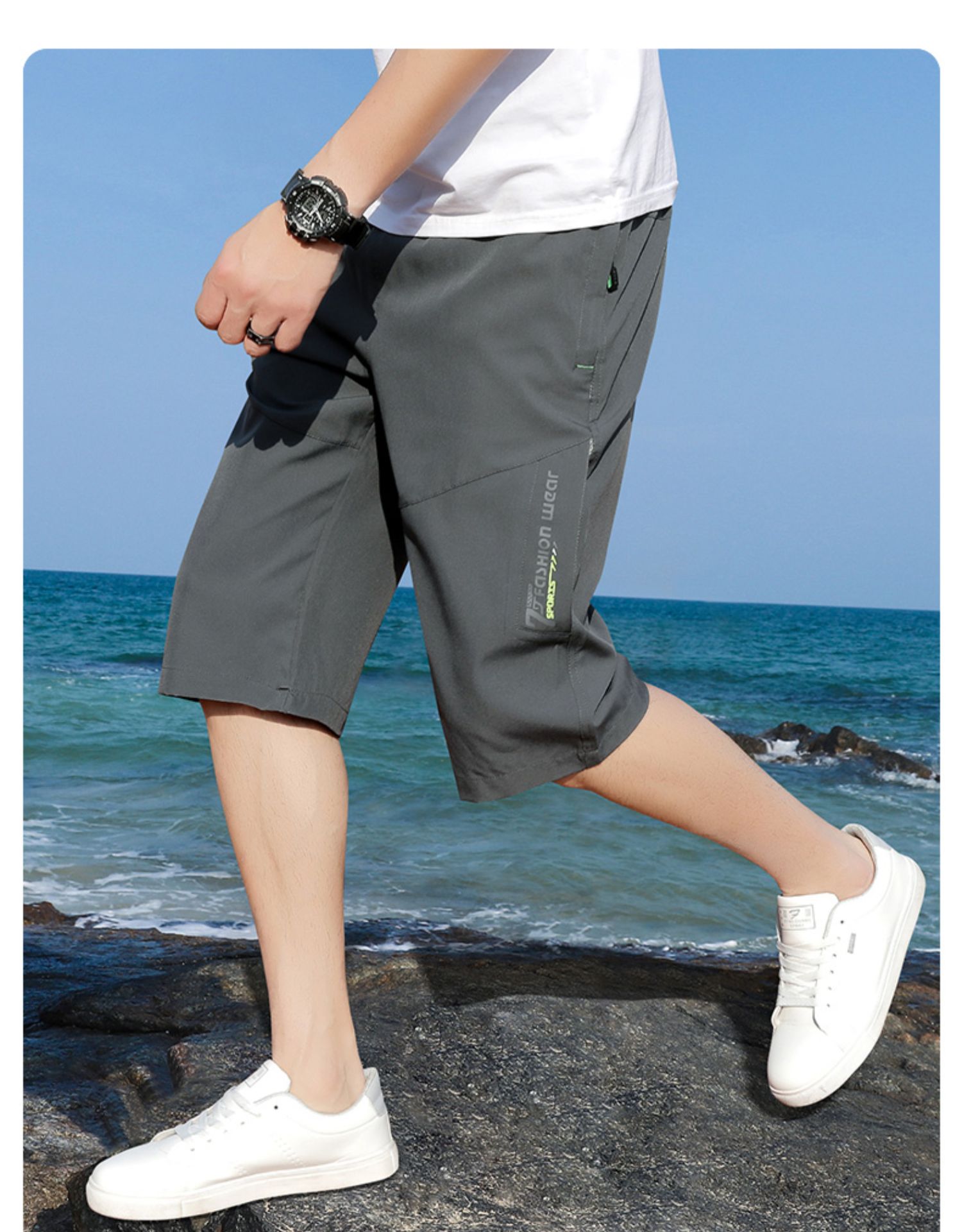 富贵鸟七分裤男夏季薄款宽松冰丝外穿休闲运动潮流夏天马裤大码男士