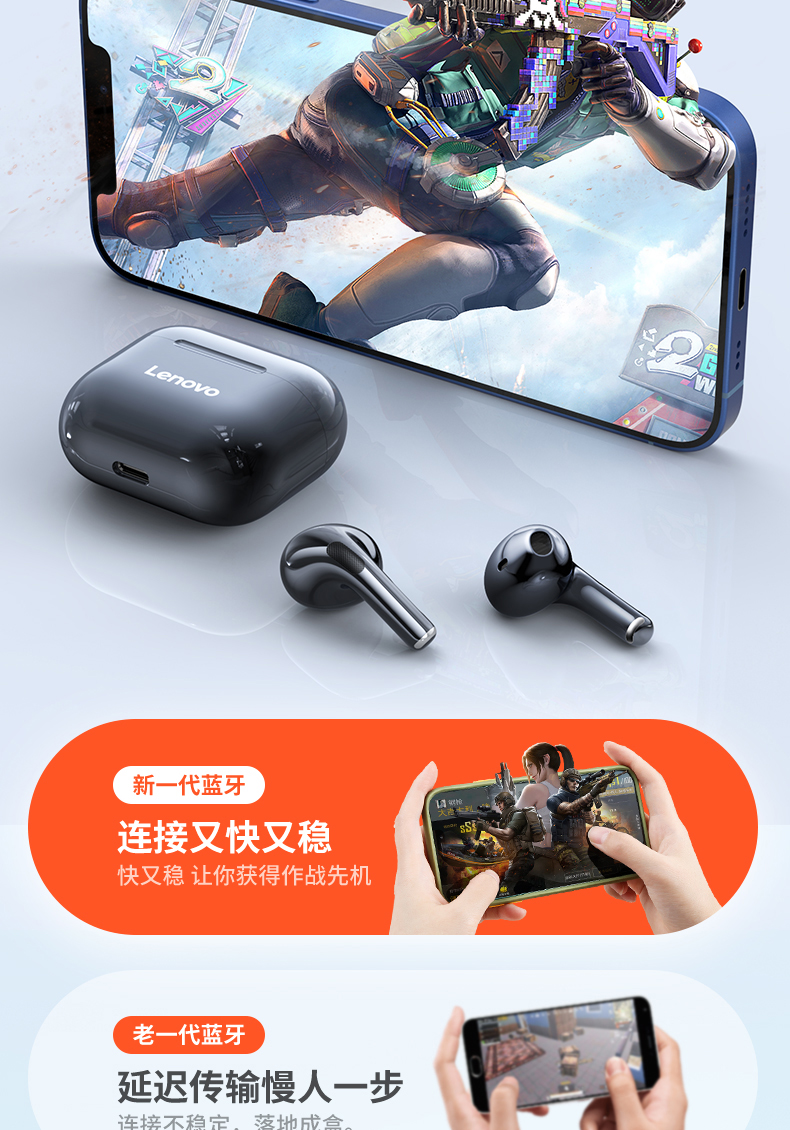 联想(lenovo)耳机/耳麦lp40 联想/lenovo 蓝牙耳机 lp40白色 tws真