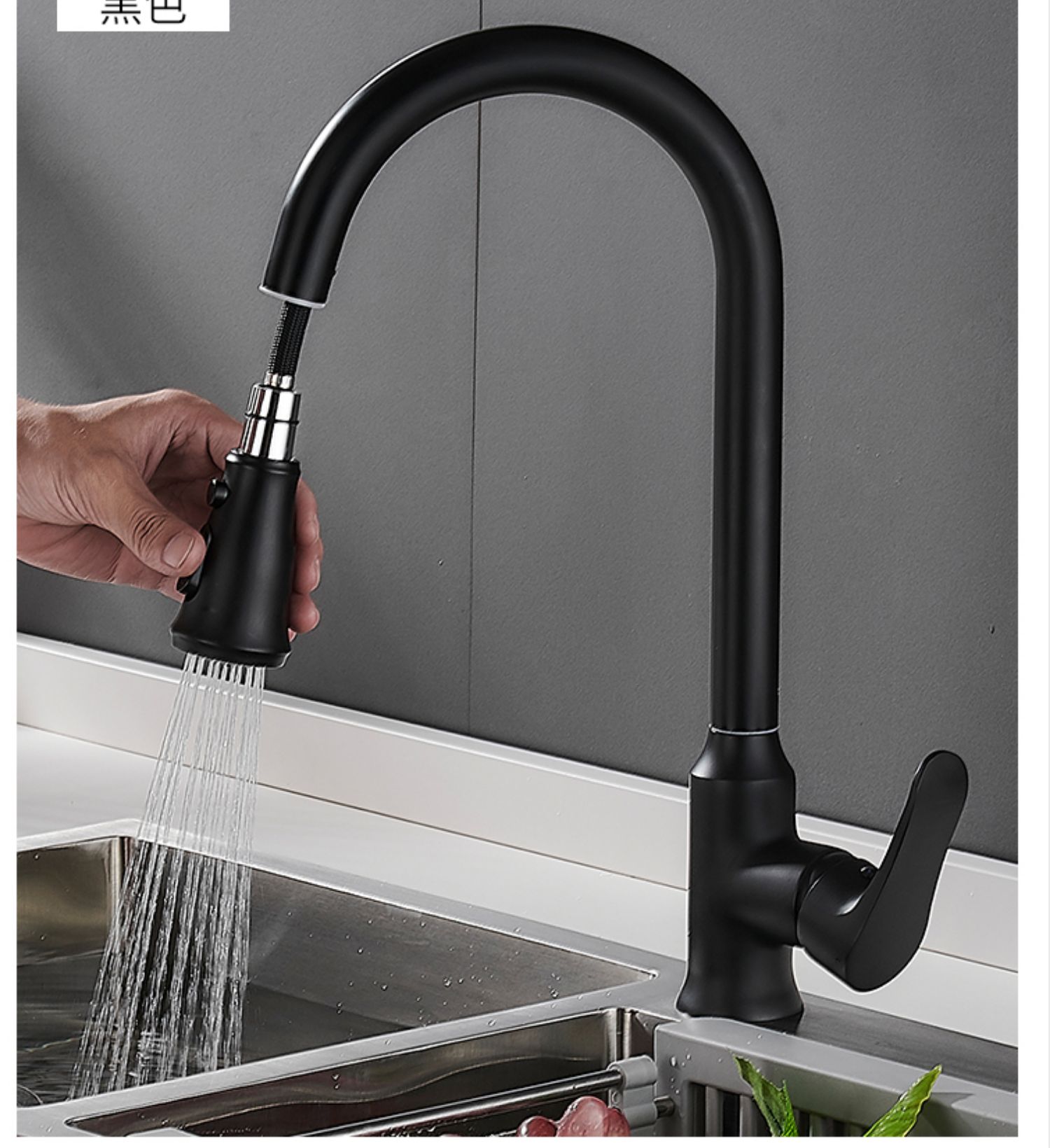 海澳德 全铜厨房抽拉式冷热水龙头家用水槽洗碗池洗菜盆龙头可旋转