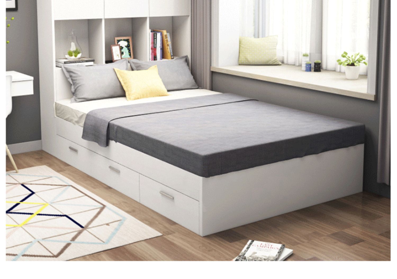 榻榻米床飘窗床一体床柜子组合套装现代简约多功能房小户型床