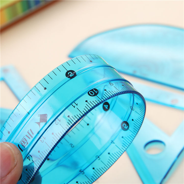 黑款圆规圆规套尺小学生用圆规直尺多功能软尺子三角尺量角器