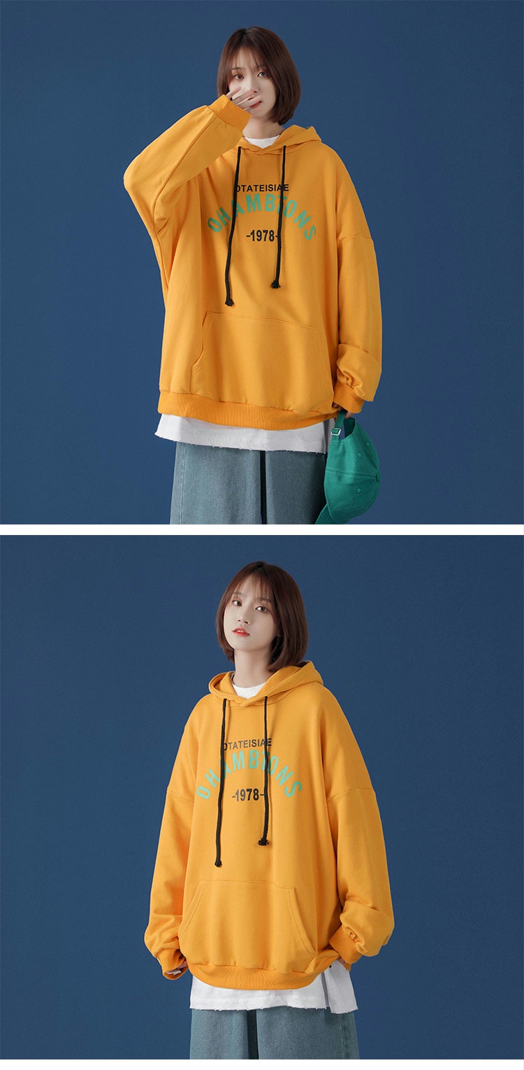 rosuya女装秋冬百搭长袖宽松连帽套头卫衣潮韩版外套