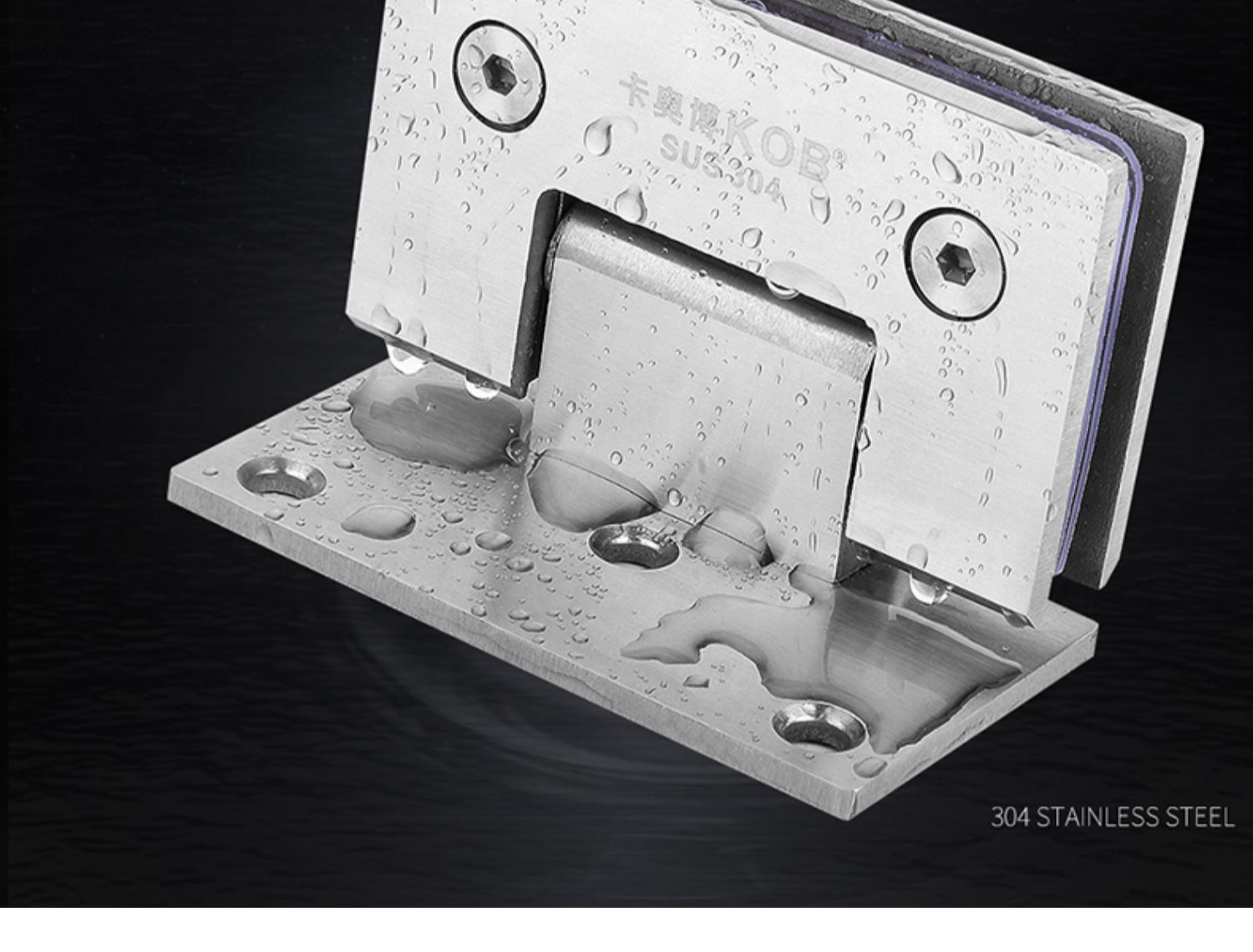 jing ping无框钢化玻璃门合页180度304不锈钢浴室夹铰链配件淋浴房