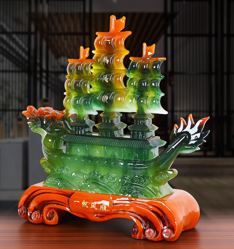 一帆风顺船摆件家居客厅办公室桌面装饰摆设开业乔迁工艺礼品