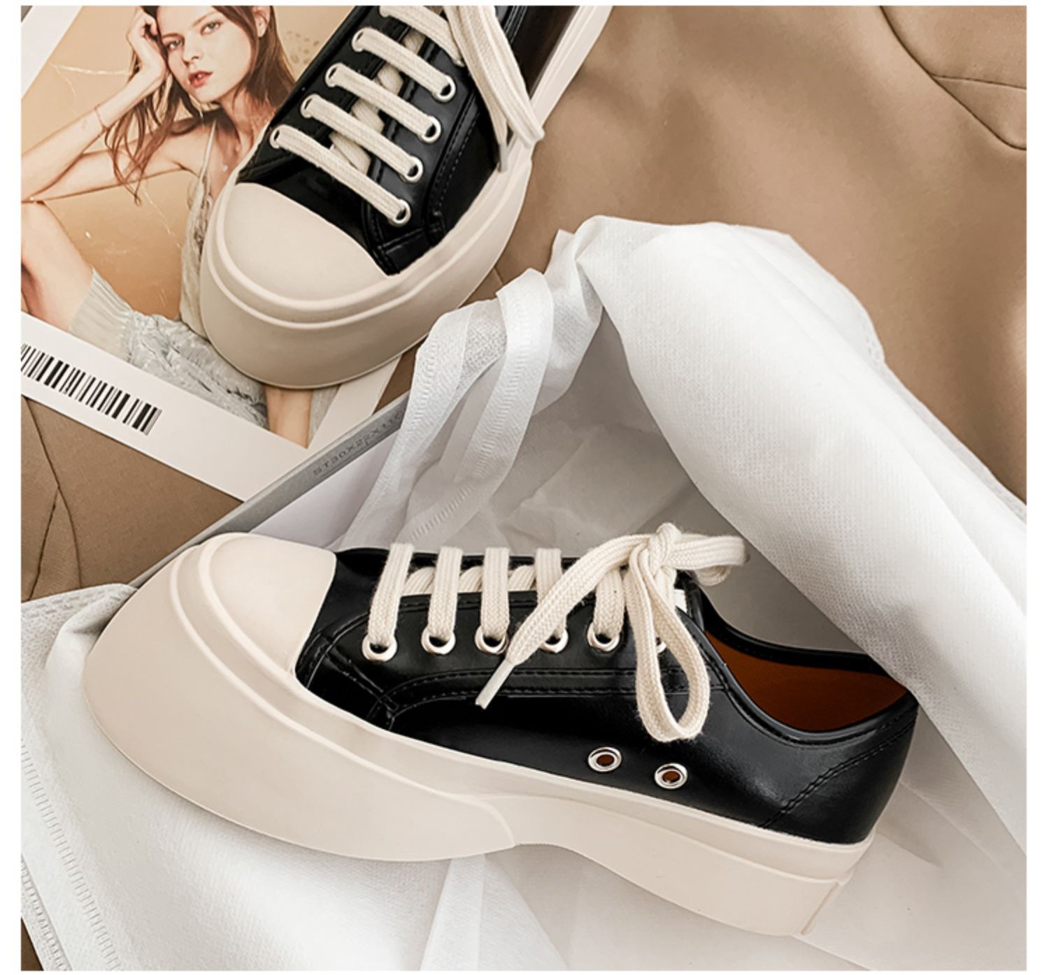 ideaminimona张绮贤同款鞋女2021网红憨憨厚底鞋小白鞋松糕休闲女鞋