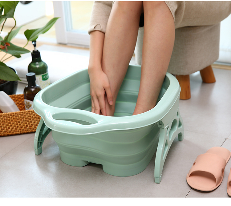 日本便携式可折叠宿舍泡脚神器足浴盆深塑料家用按摩洗脚桶泡脚盆