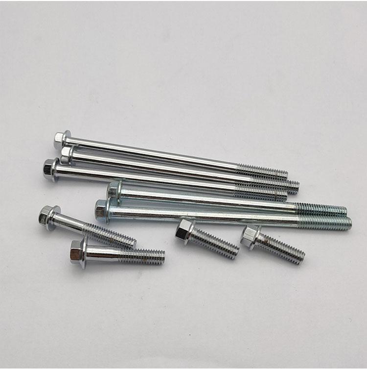 m6厘12110电镀锌镀铬摩托车发动机抛光头螺丝带垫六角法兰面螺栓m6