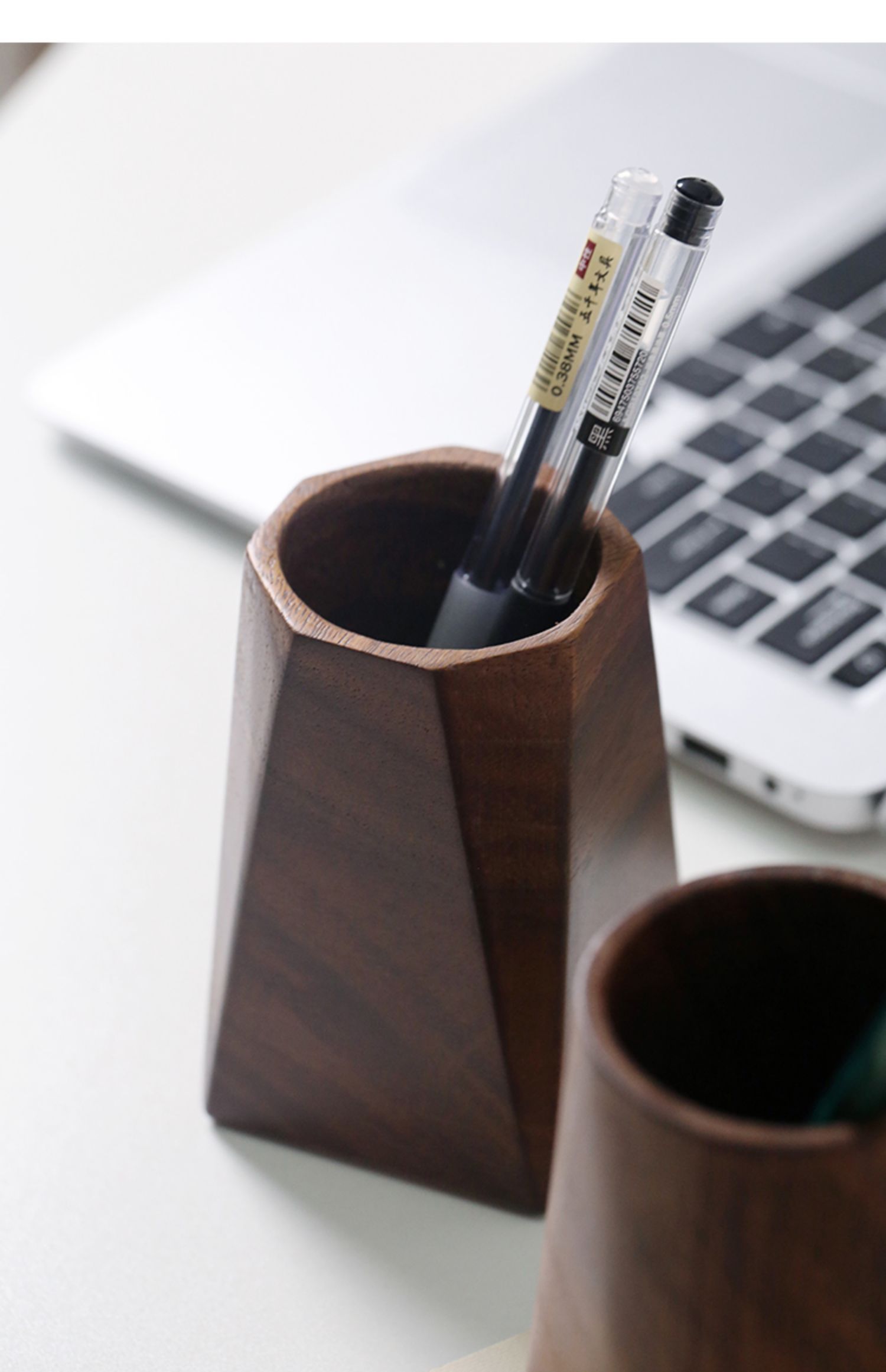 喻娄整木胡桃木复古木质笔筒现代简约原木办公室桌面文具收纳免费刻字