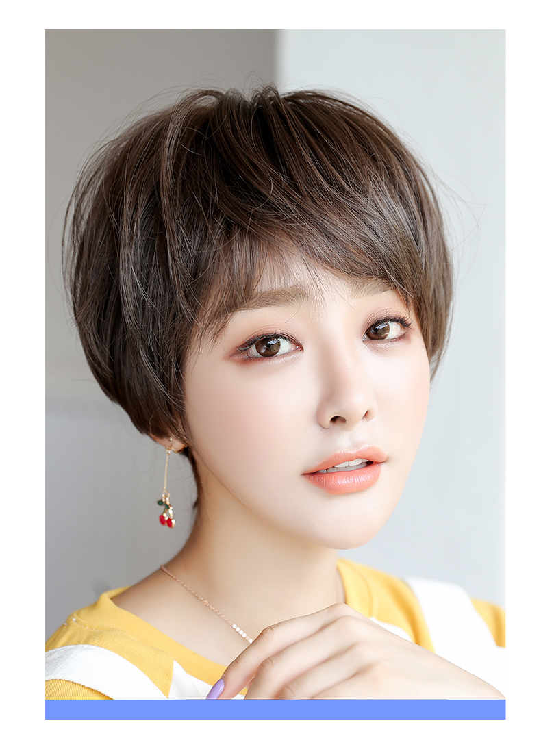 你那么美假发 女士假发短发圆脸齐耳造型蓬松自然逼真帅气女网红假发