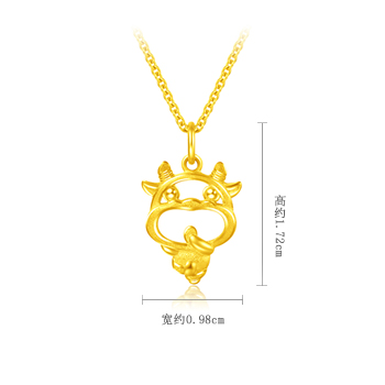 自营 周大福十二生肖牛金牛快乐小牛足金金吊坠计价精品
