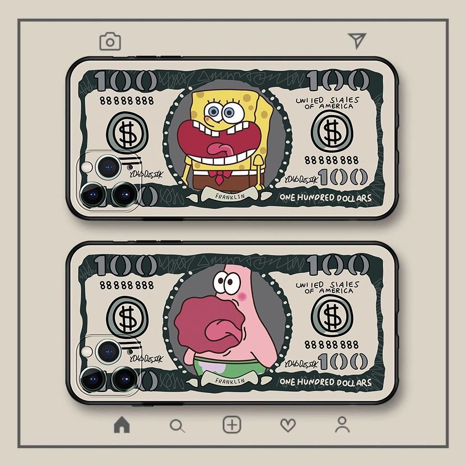 卡通钞票海绵宝宝派大星手机壳适用苹果华为小米vivooppo原创款潮海绵