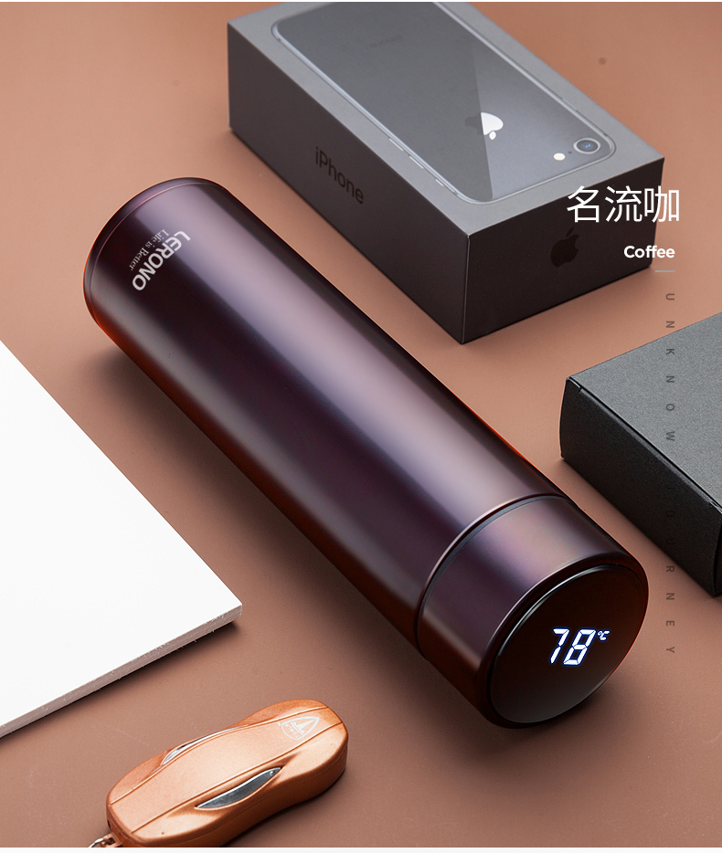 三维工匠保温杯lr-878 三维工匠智能保温杯男士女水杯大容量便携创意