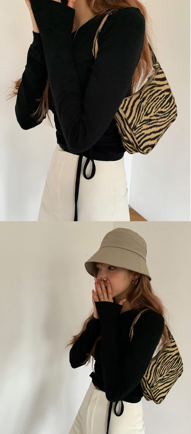 2020新款肯豆savi同款小众复古斑马纹单肩法棍包名媛腋下包小包女