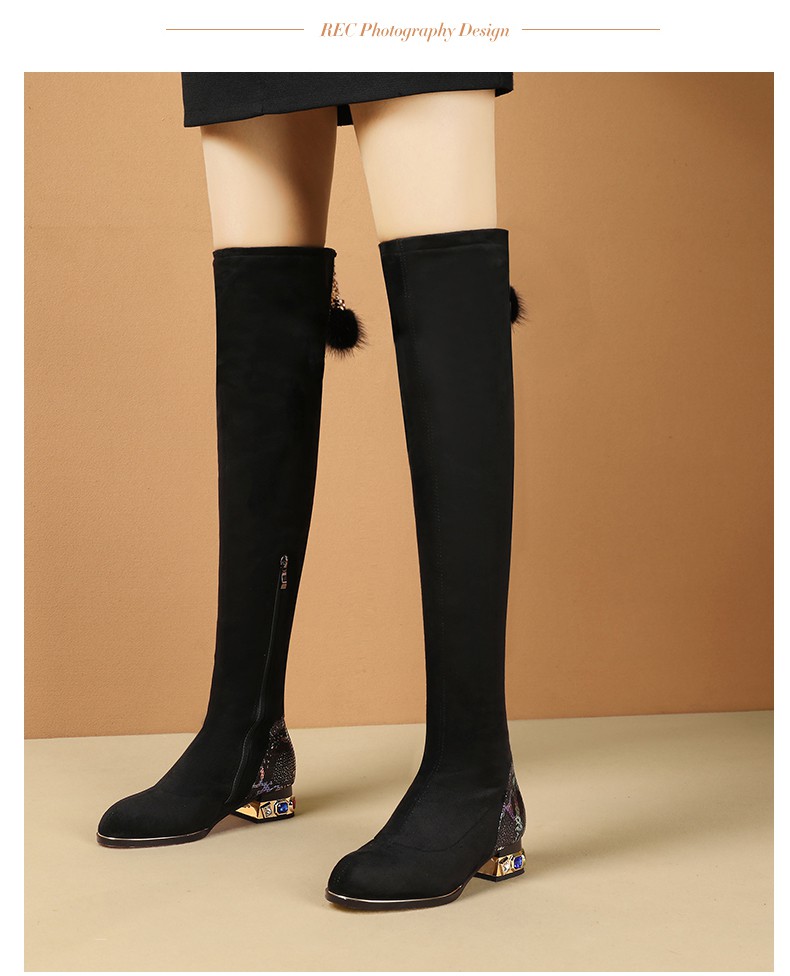 女士长靴yen7c2f5 百丽佳嘉品牌女鞋时尚优雅长靴女过膝显瘦平底低跟