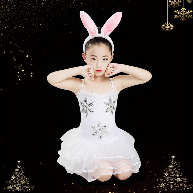 儿童动物演出服小兔子表演服男女童兔子舞卡通服幼儿园表演服白色男款